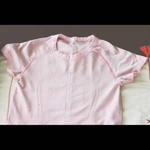Pink Lululemon long Waisted Stretch T-Shirt